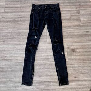 Civil Regime Men's Black Civilregime Rebelyouth Distressed Jeans Size 28L‎ 32L
